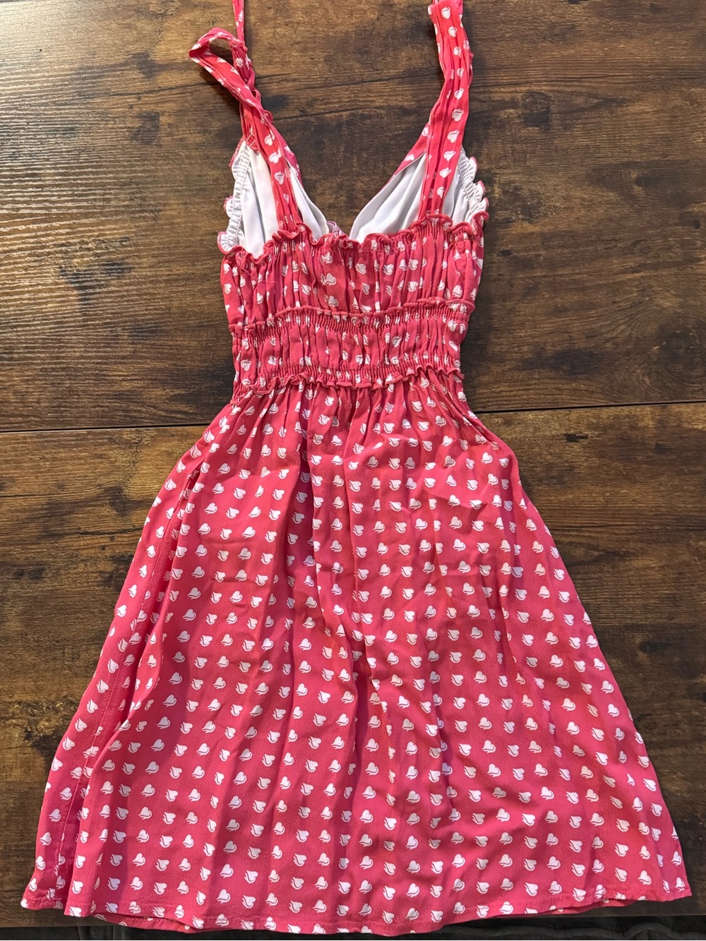 PacSun Coral Pink Mini Dress with White Heart Print - Picture 2 of 7